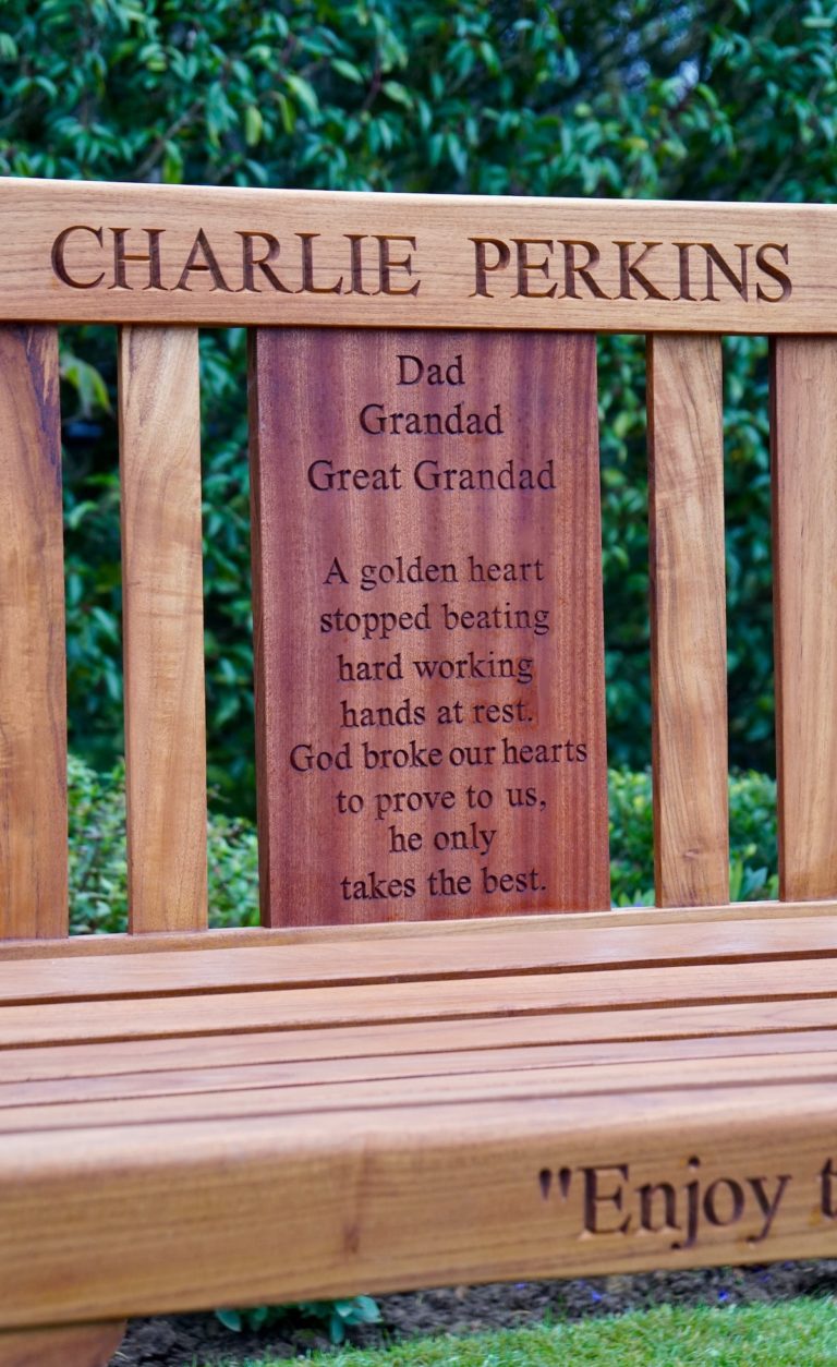 Engraved Wooden Memorial Garden Bench MakeMeSomethingSpecial