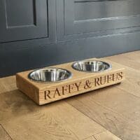 personalised-oak-dog-feeding-bowls