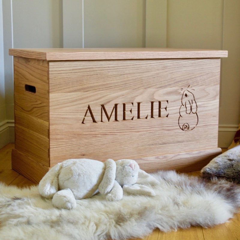 Personalised Oak Toy Boxes Chests, Handmade Wooden Toy Box Uk