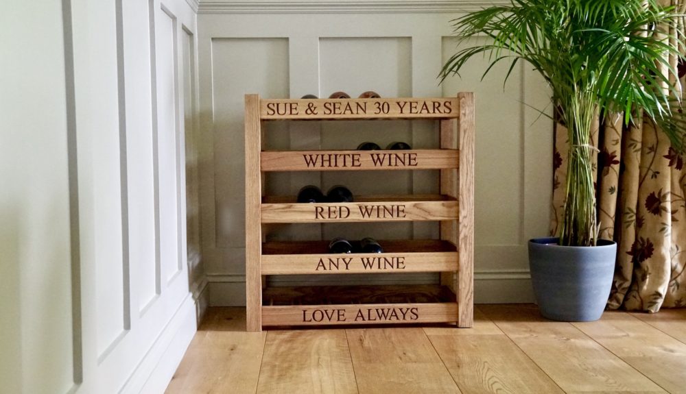 Bespoke Engraved Oak Wine Rack | MakeMeSomethingSpecial.com