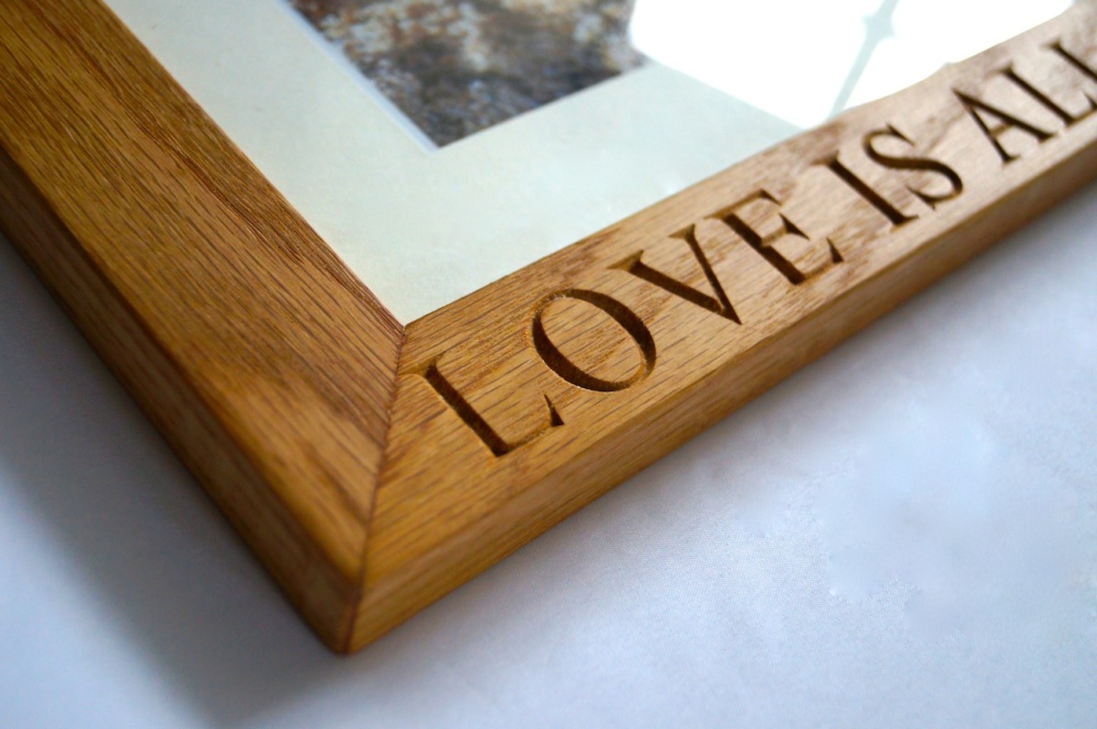 personalised engraved solid oak photo frame
