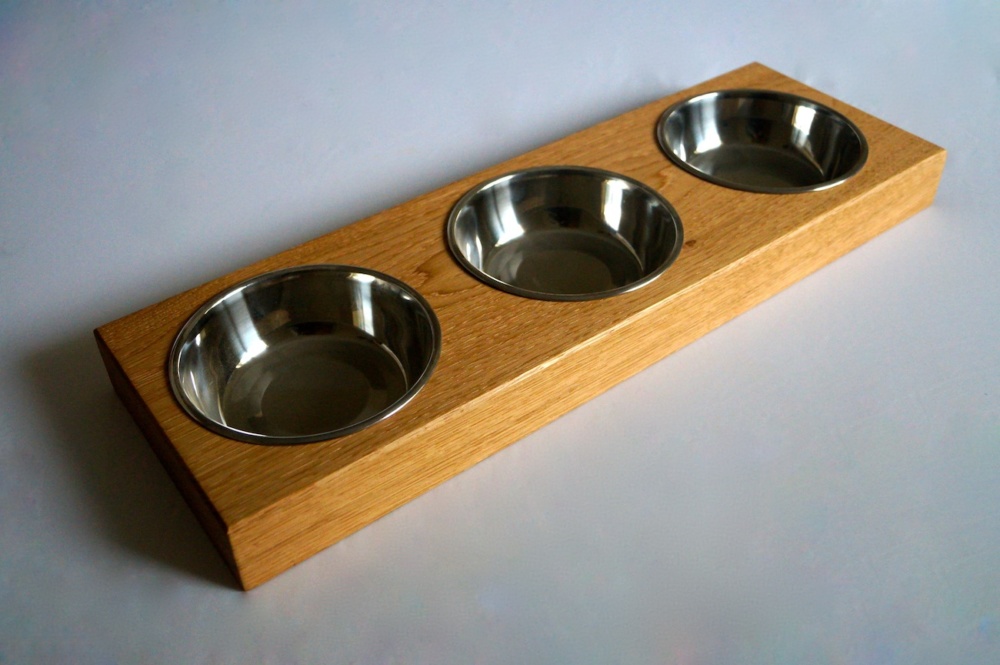 Triple Wooden Cat Feeding Bowl from MakeMeSomethingSpecial.com