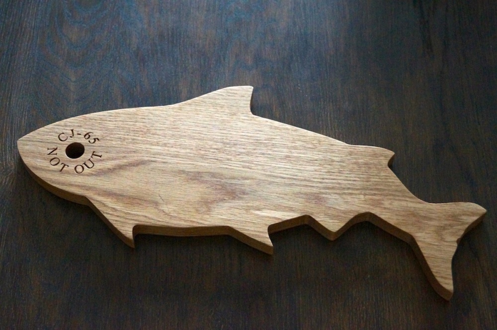 Bespoke Cutting Board Salmon Shaped from MakeMeSomethingSpecial.com
