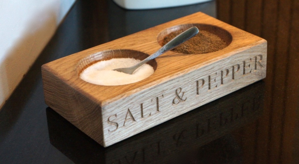 Wooden Salt and Pepper Pinch Bowls from MakeMeSomethingSpecial.com