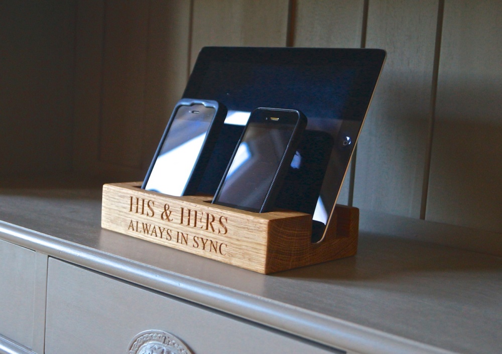 Personalised Gadget Stand - Wooden Wedding Gift