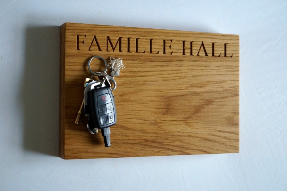 Natural Oak wall mounted key rack 4 hooks Heart key rack Gift Handmade UK