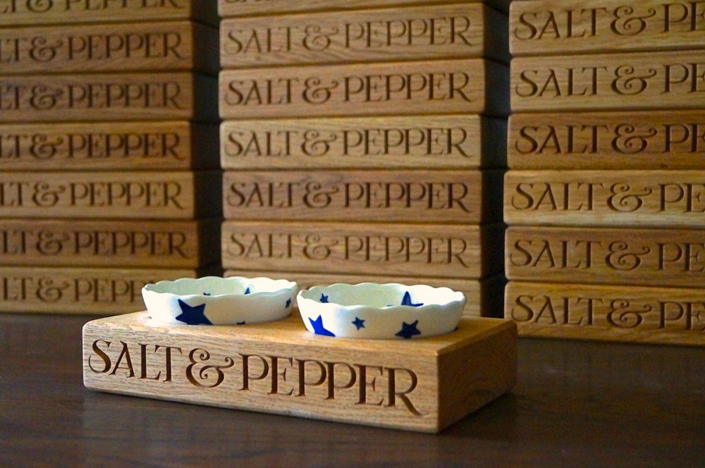 Emma Bridgewater Personalised Wooden Salt and Pepper by Makemesomethingspecial.com
