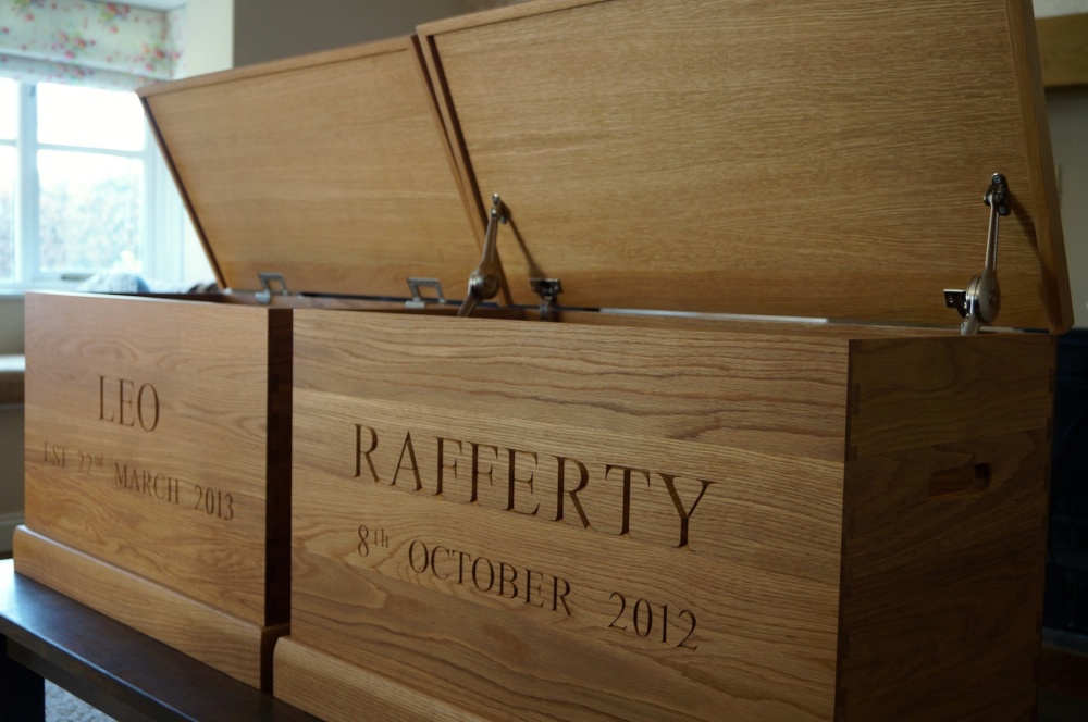 Personalised wooden toy boxes for children