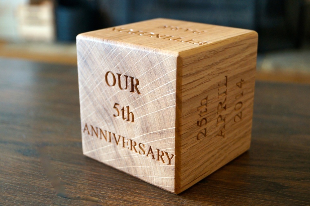 Personalised Wooden Wedding Stacking Blocks 5th Anniversary Love Gift 3 x 44mm 
