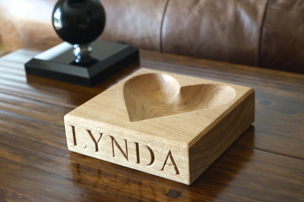 Personalised-wooden heart bowls