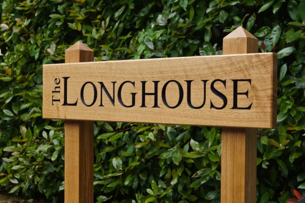 Personalised Oak House Address Sign Engraved Outdoor Freestanding Lawn Sign Gift