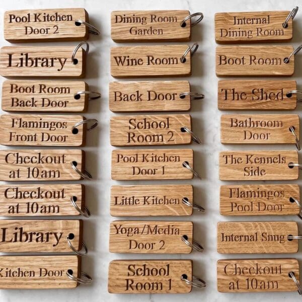 Engraved Wooden Key Rings