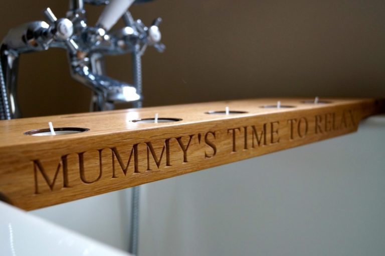 Wooden bathroom vanity tray