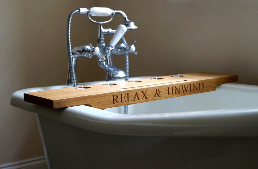 personalised wooden bath tray 