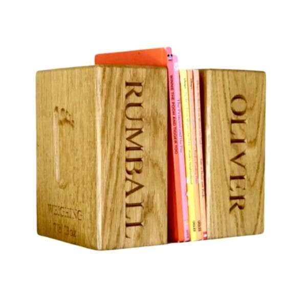 Wooden Bookends with Impressions