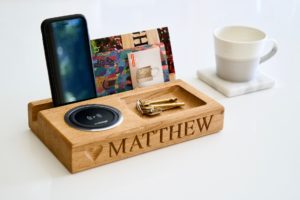 personalised-oak-wireless-mobile-phone-charger-tray