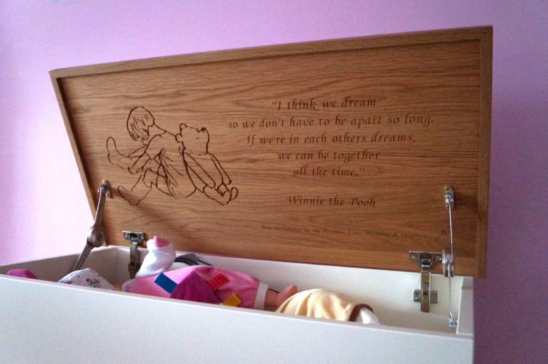 large personalised wooden toy box