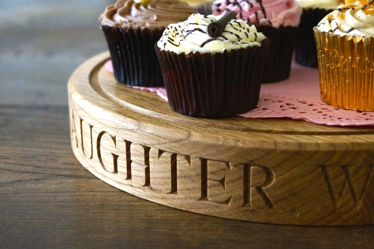Engraved Wooden Cake Stand by makemesomethingspecial.com