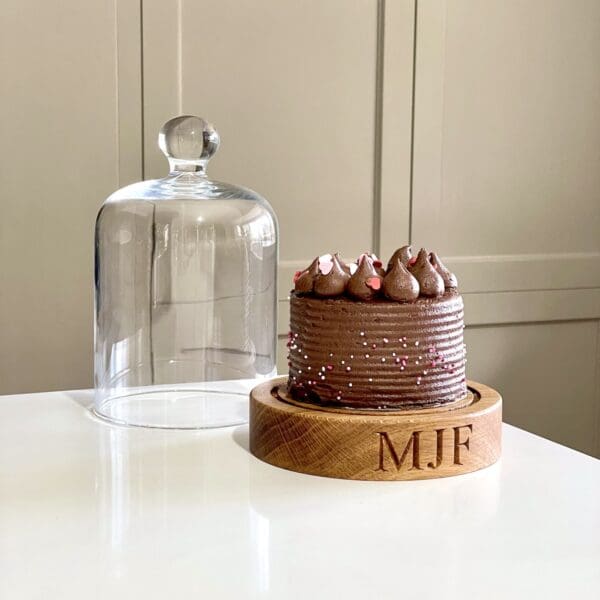 personalised-wooden-mini-cake-stand-with-glass-dome
