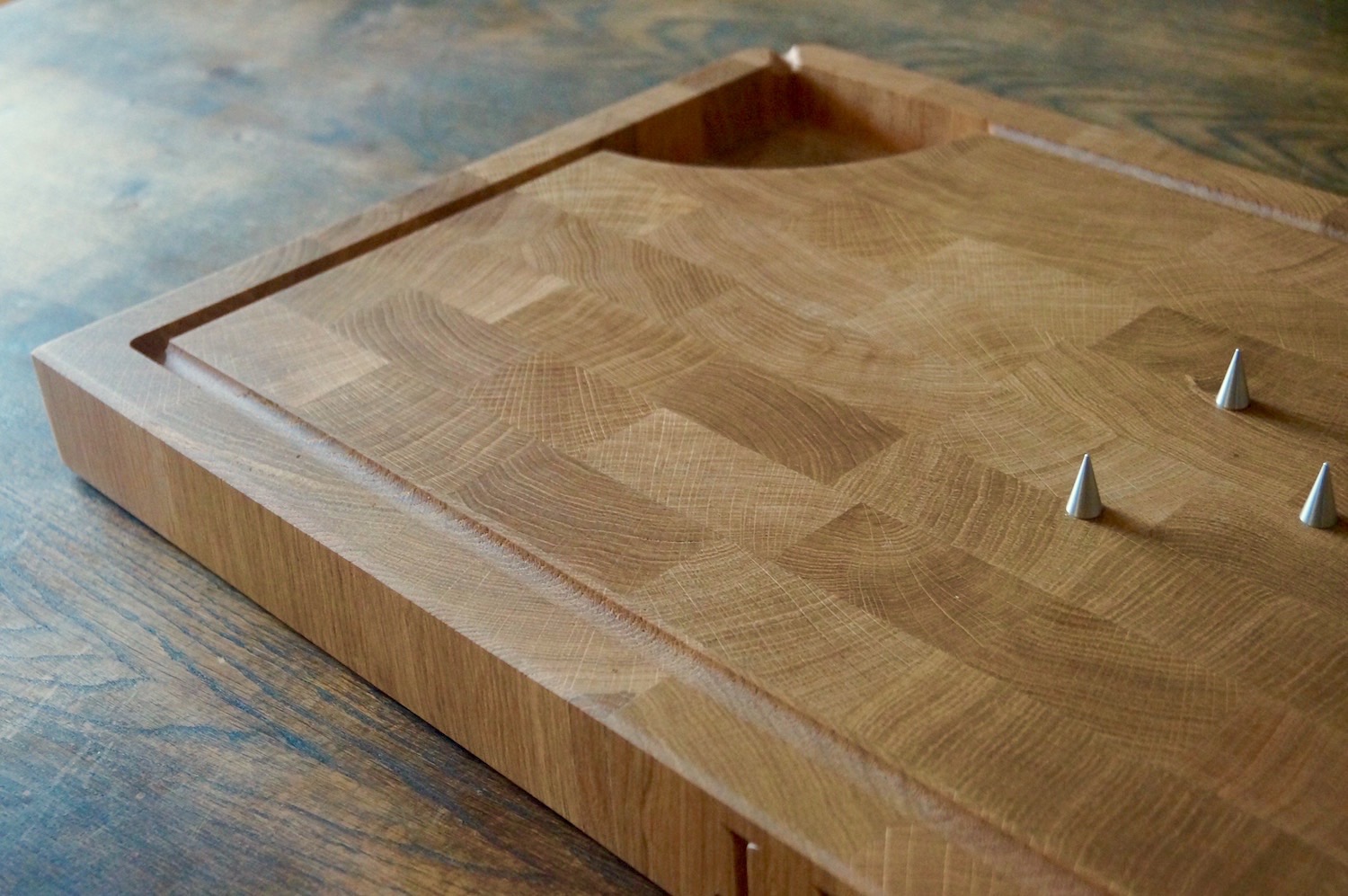 Oak Carving Board with Spikes