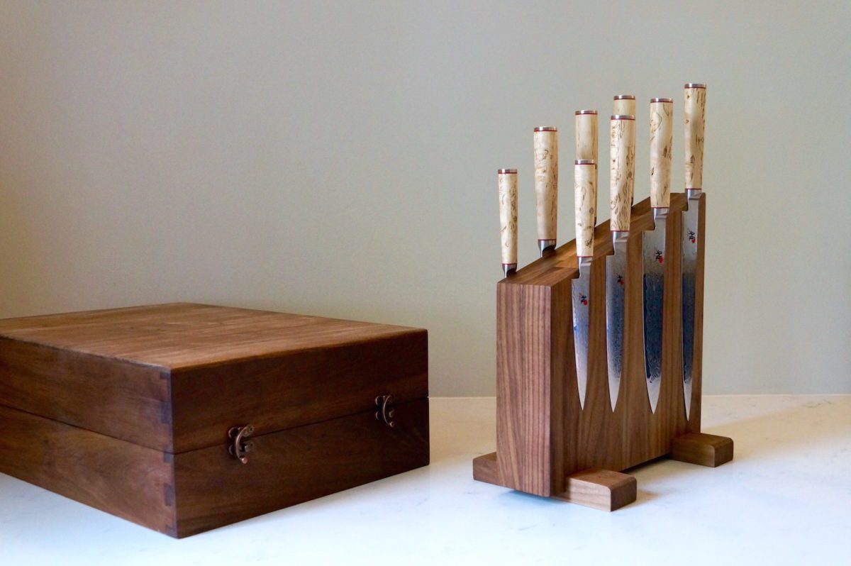 Handmade Wooden Knife Rack and Box