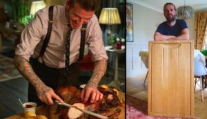 David Beckham carves his turkey on a Make Me Something Special board