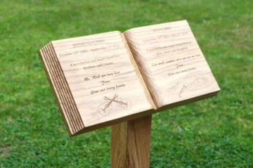 engraved-wooden-book-memorial-plaques-makemesomethingspecial.com