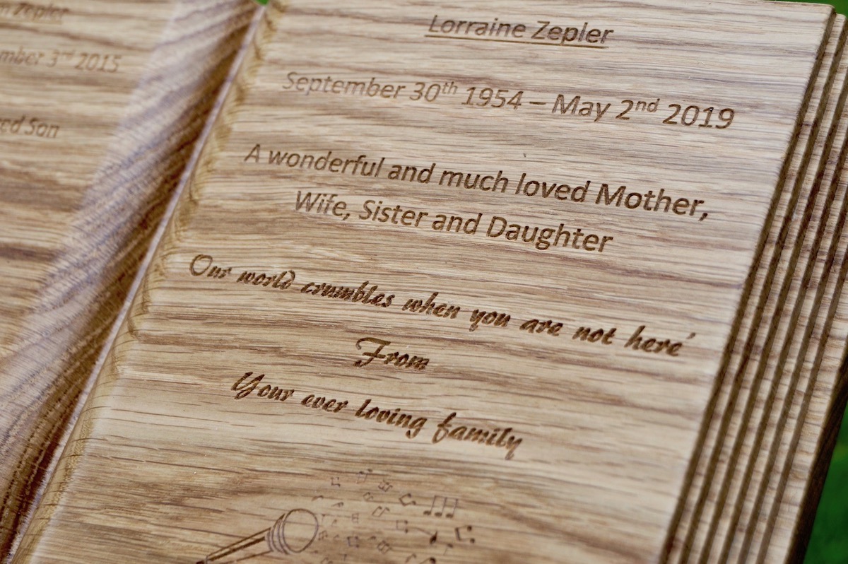 personalised-oak-book-shaped-memorial-marker-makemesomethingspecial.com