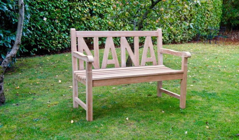 Engraved Wooden Name Garden Bench | MakeMeSomethingSpecial.com