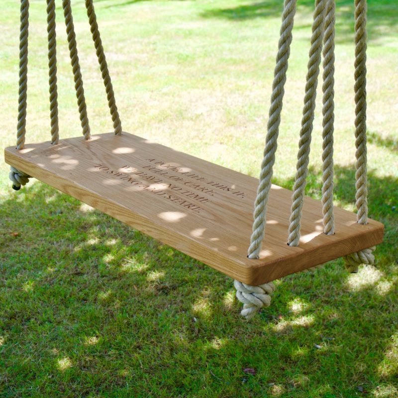 Large Engraved Oak Porch Swing, Wooden Front Porch Swing Afternoon Tea London