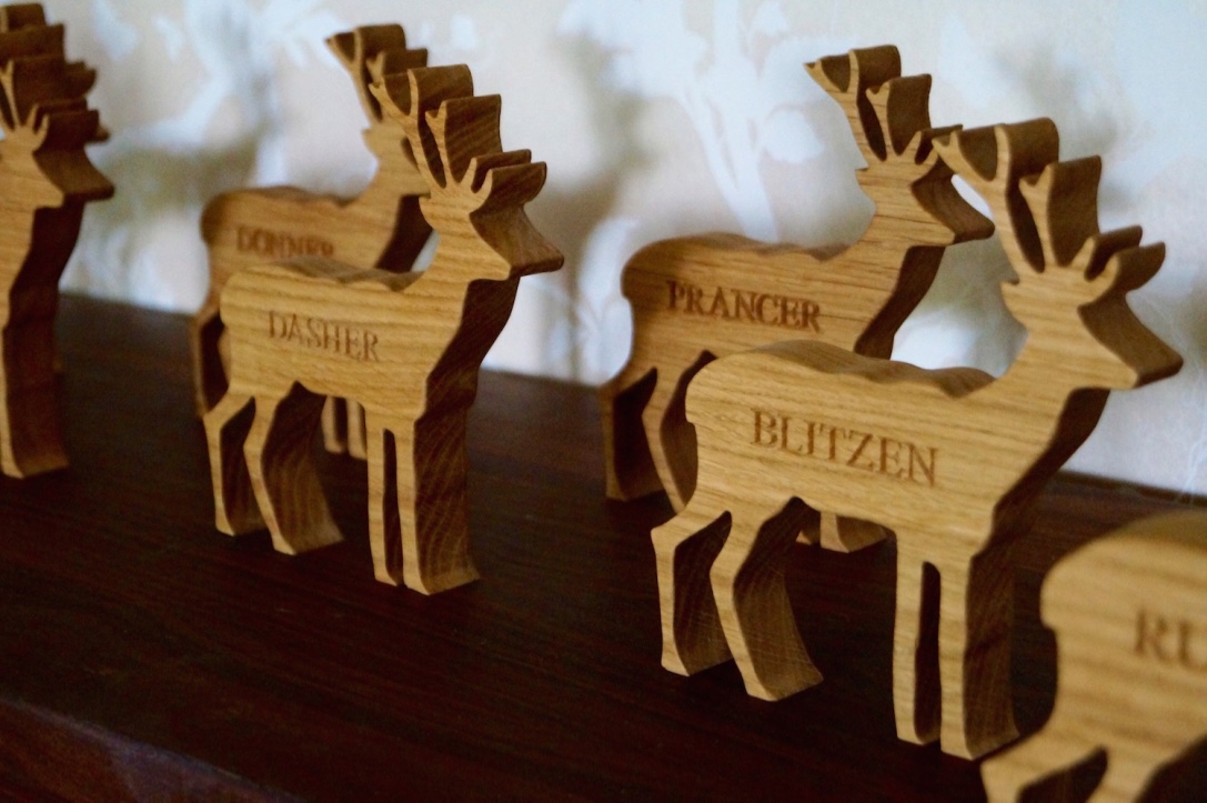 wooden personalised reindeers
