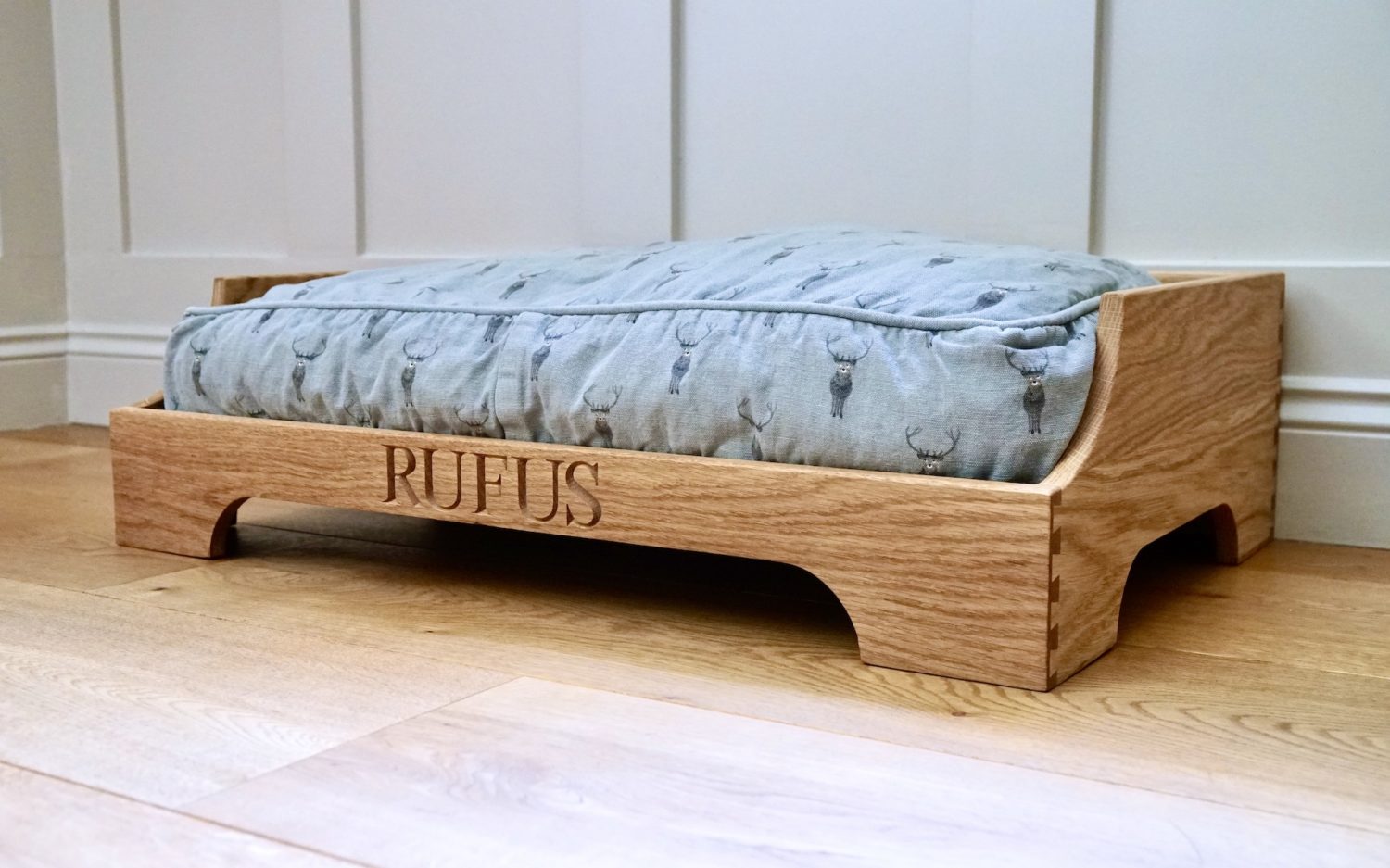 personalised-wooden-dog-bed
