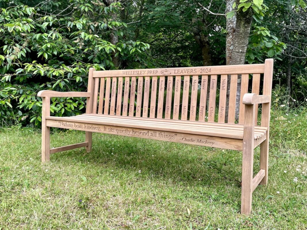 Charlie-Mackesy-engraved-teak-bench