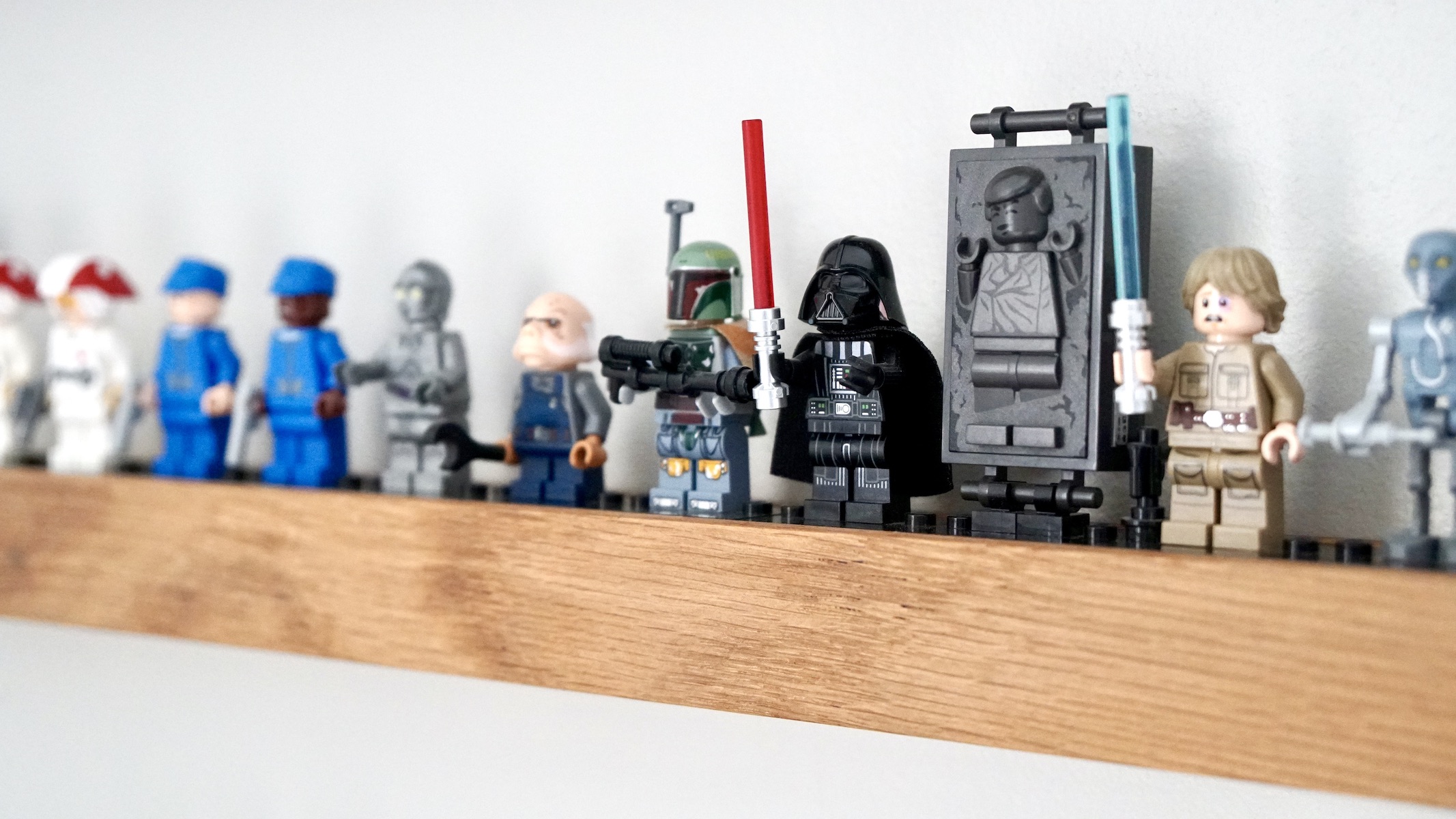 Wooden Lego minifigure display stand