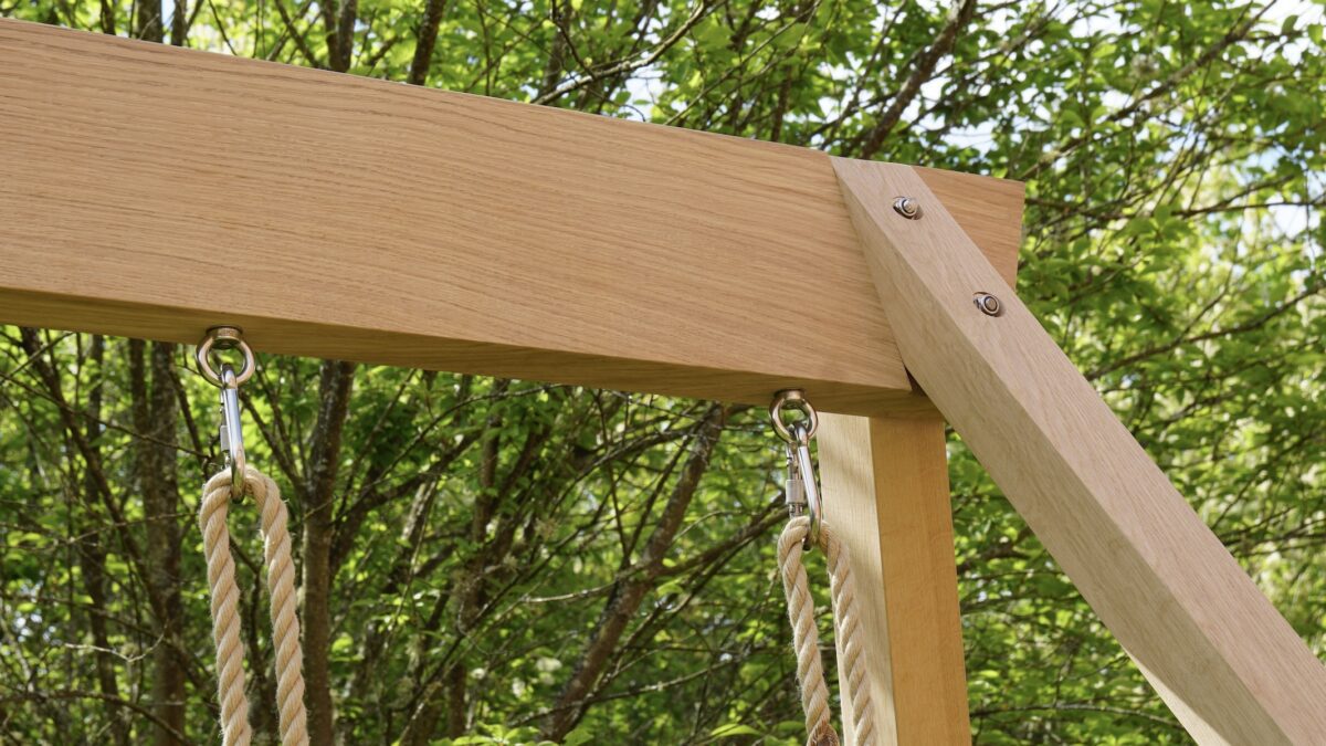 Double Garden Swing Oak Frame | MakeMeSomethingSpecial.com