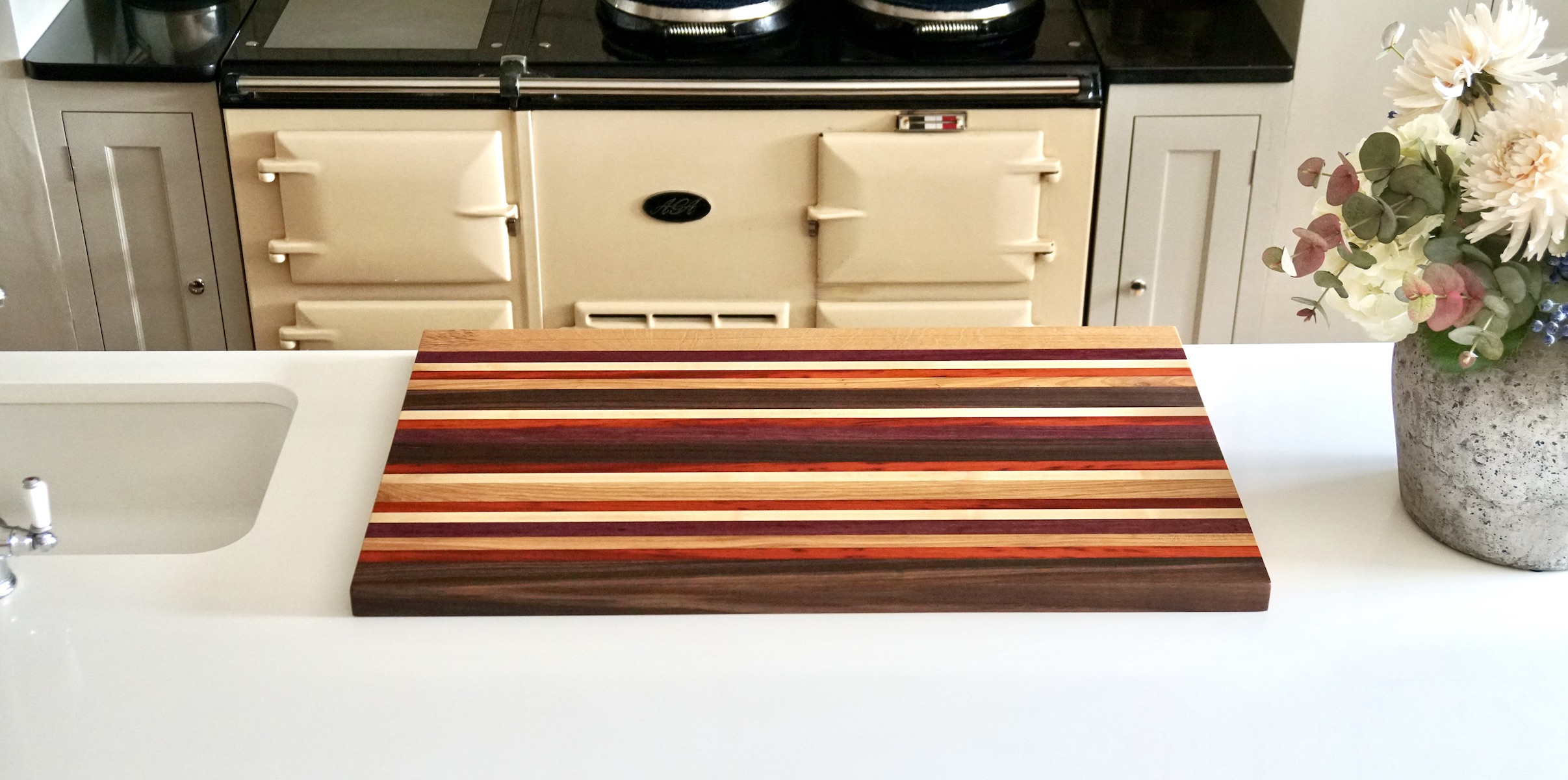 Multi Colour Stripe Wooden Chopping Boards