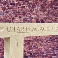engraved-green-oak-beam-bench